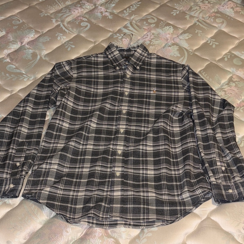 Ralph Lauren Black and White Plaid Shirt Classic Iconic RL Pony Logo Old Money